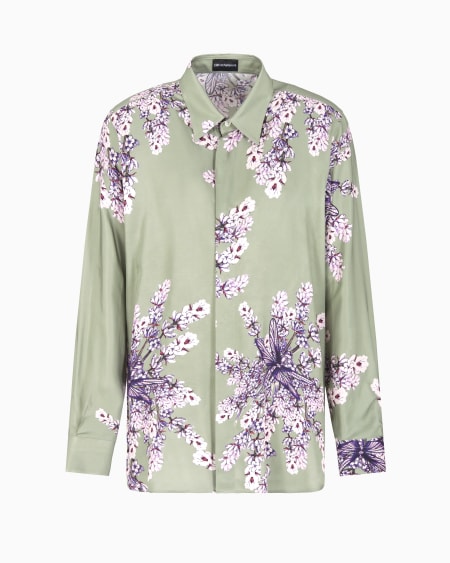 Armani Camisa de viscosa fluida con estampado floral En oferta