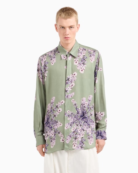 Armani Camisa de viscosa fluida con estampado floral En oferta
