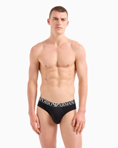 Armani Paquete de tres calzoncillos slip de algodón orgánico con banda con logotipo brillante ASV Rebajas baratas