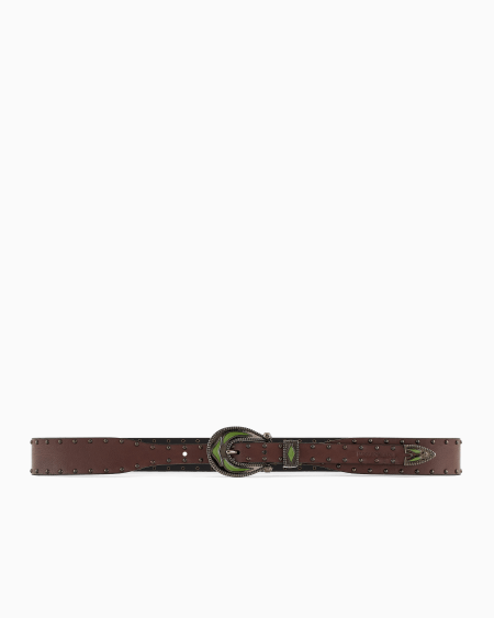 Armani Cinturón de piel con detalle metálico Tienda