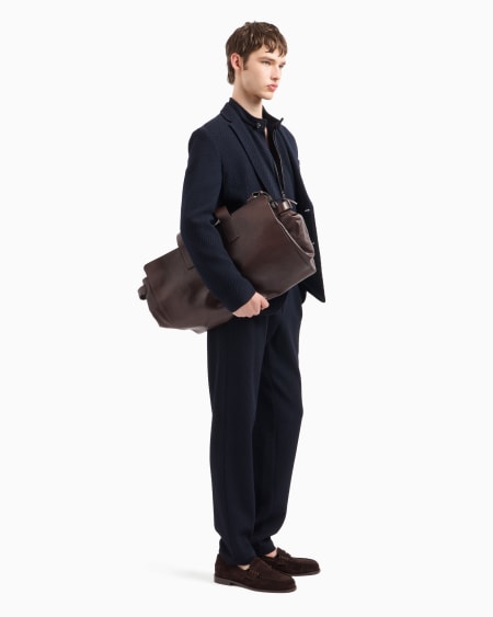 Armani Pantalones de punto elástico de mezcla de lana con efecto tridimensional Rebajas online