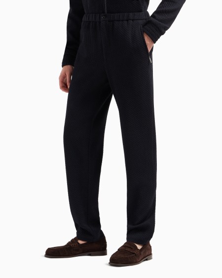 Armani Pantalones de punto elástico de mezcla de lana con efecto tridimensional Rebajas online