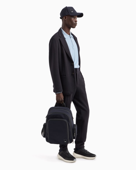 Armani Blazer de abotonadura sencilla en punto gofre Travel Essential Rebajas top