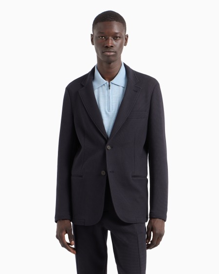 Armani Blazer de abotonadura sencilla en punto gofre Travel Essential Rebajas top