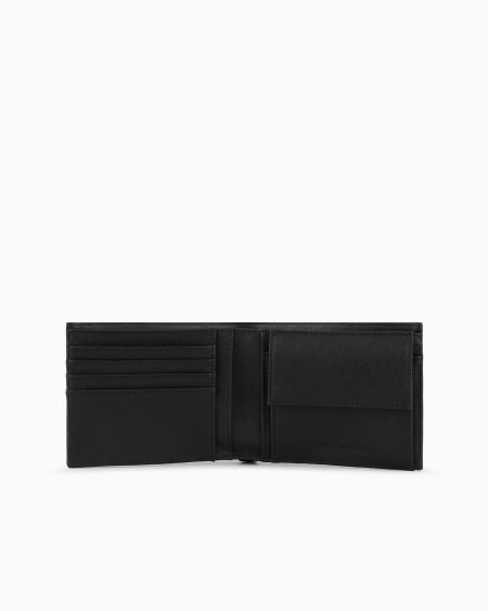 Armani Cartera con bolsillo monedero de piel saffiano regenerada con placa de águila ASV Último día