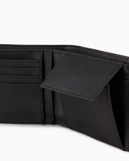 Armani Cartera con bolsillo monedero de piel saffiano regenerada con placa de águila ASV Último día