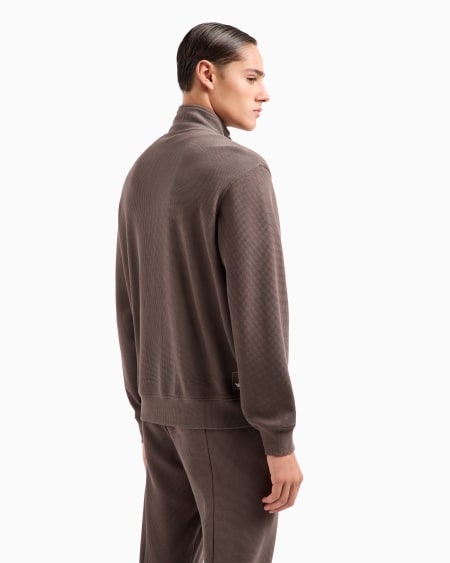 Armani Sudadera de punto gofre con cremallera completa Travel Essential Promoción por tiempo limitado