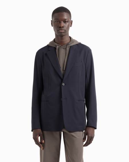 Armani Blazer de abotonadura sencilla en nailon elástico Travel Essential Promoción trimestral
