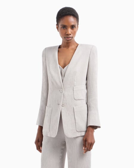 Armani Chaqueta de abotonadura sencilla de canneté fluido Descuentos del mes