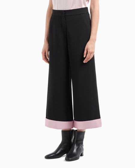 Armani Pantalones cropped de crepé de cady con vuelta Ofertas especiales