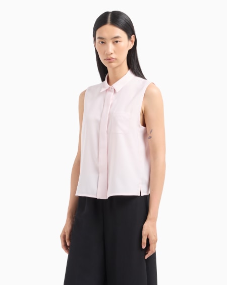 Armani Blusa sin mangas de crepé fluido Precio ultrabajo