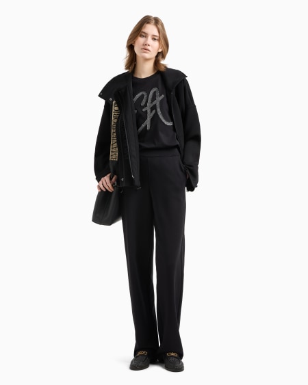 Armani Camiseta de punto de algodón con maxilogotipo de lúrex Ofertas