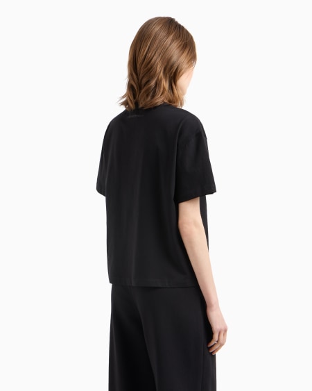 Armani Camiseta de punto de algodón con maxilogotipo de lúrex Ofertas