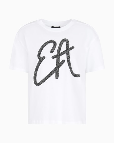 Armani Camiseta de punto de algodón con maxilogotipo de lúrex