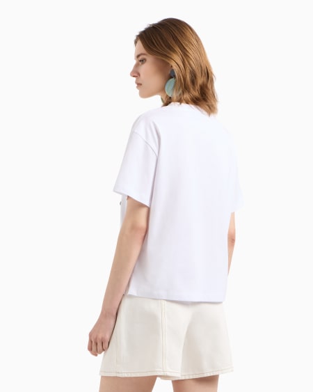 Armani Camiseta de punto de algodón con maxilogotipo de lúrex Ventas relámpago
