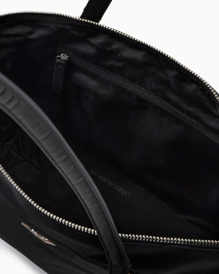 Armani Bolso shopper en nailon reciclado con placa de águila ASV Descuento por venta flash