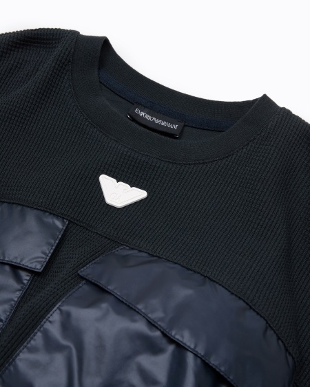 Armani Sudadera de cuello redondo en punto orgánico gofrado ASV Grandes ahorros