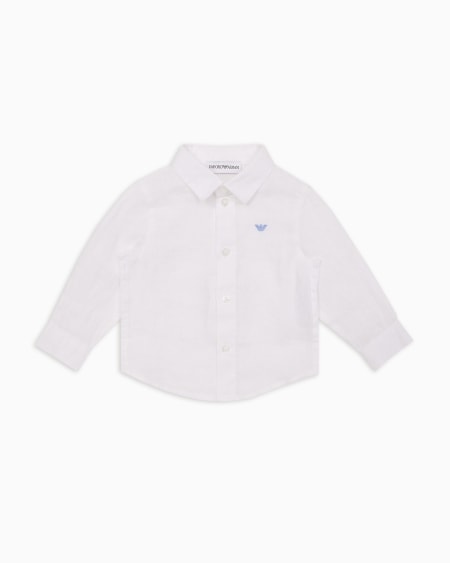 Armani Camisa de lino con bordado de águila