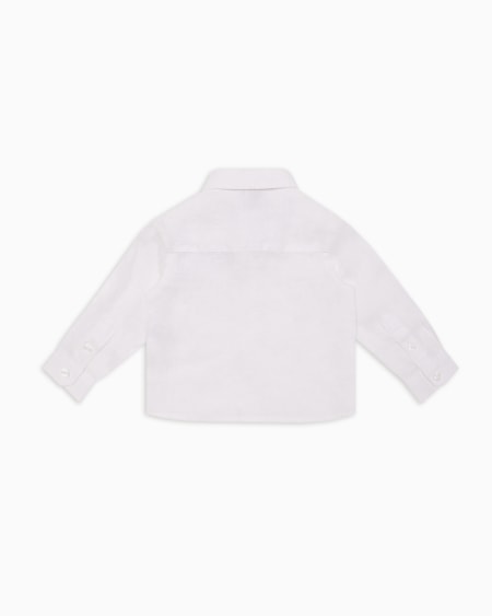 Armani Camisa de lino con bordado de águila Rebajas baratas