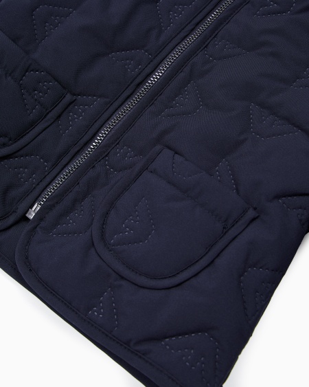Armani Cazadora de nailon con capucha y micromotivo integral de águilas efecto acolchado Descuento