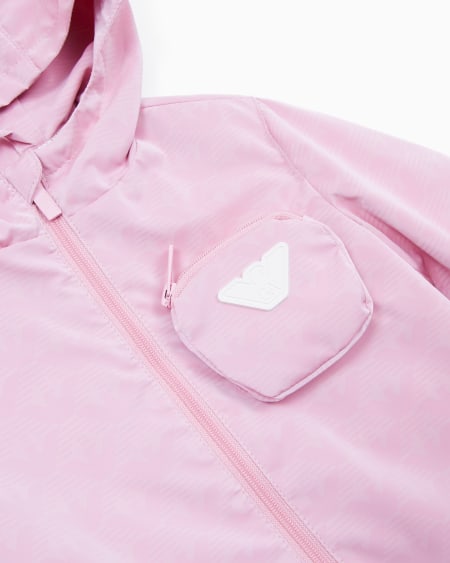 Armani Chaqueta de nailon con capucha y motivo integral de águila Últimos 2 días