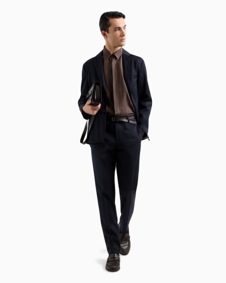 Armani Pantalones chinos de sarga ligera de mezcla de lana virgen Solo queda un día