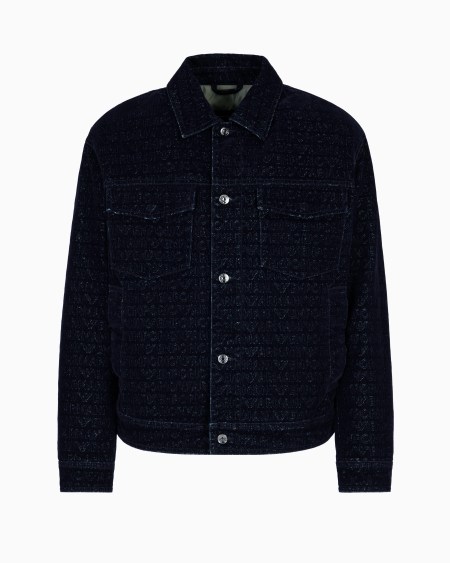 Armani Chaqueta de denim con logotipo flocado de letras integral Superdescuento
