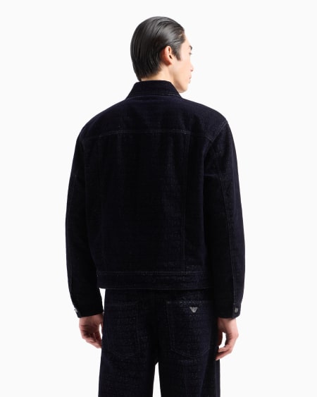 Armani Chaqueta de denim con logotipo flocado de letras integral Superdescuento