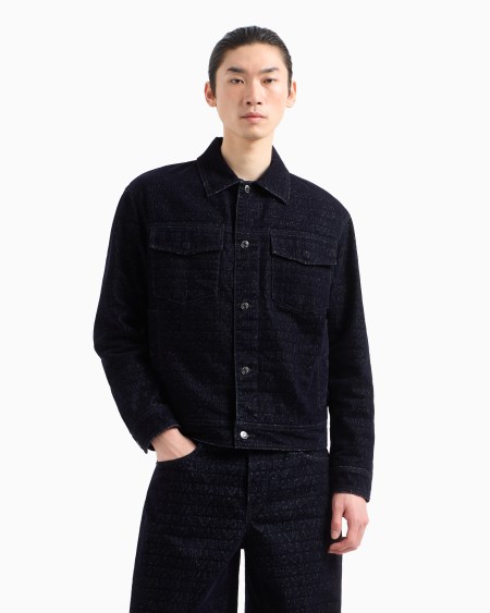 Armani Chaqueta de denim con logotipo flocado de letras integral Superdescuento