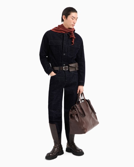 Armani Vaqueros J74 de corte holgado de denim con inscripción integral de logotipo flocado Grandes descuentos