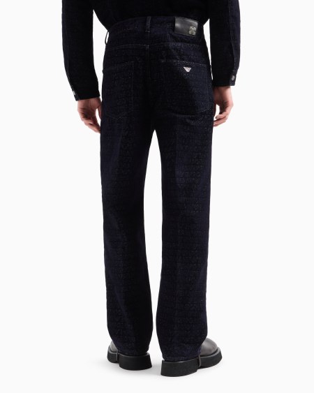 Armani Vaqueros J74 de corte holgado de denim con inscripción integral de logotipo flocado Grandes descuentos