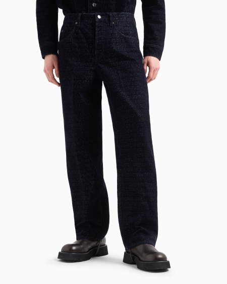 Armani Vaqueros J74 de corte holgado de denim con inscripción integral de logotipo flocado Grandes descuentos