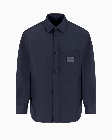 Armani Chaqueta camisera de nailon con bolsillo de parche y parche con logotipo