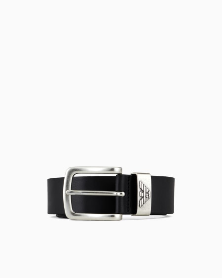 Armani Cinturón de piel con hebilla con logotipo