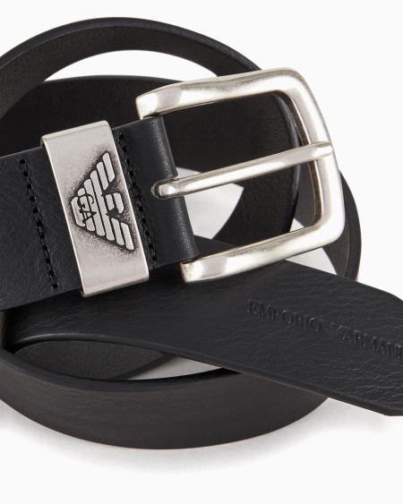 Armani Cinturón de piel con hebilla con logotipo Descuento por venta flash