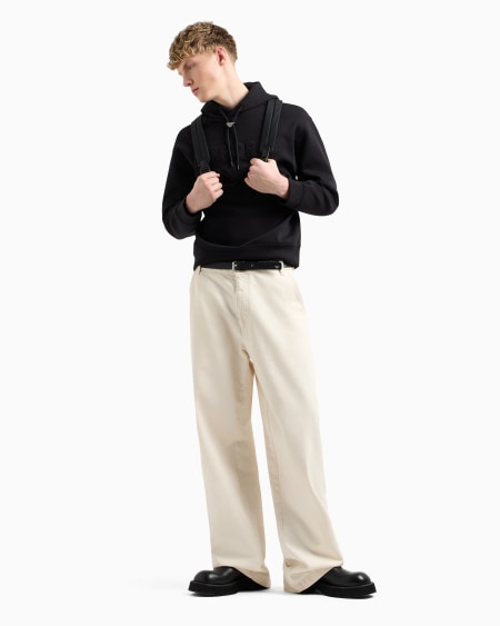 Armani Sudadera de punto doble con capucha y maxilogotipo bordado en relieve Ofertas de temporada