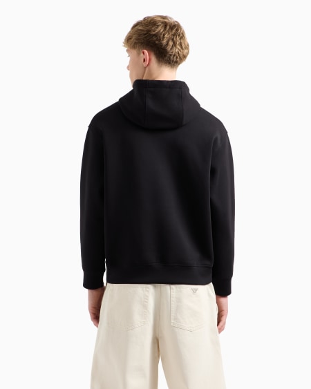 Armani Sudadera de punto doble con capucha y maxilogotipo bordado en relieve Ofertas de temporada
