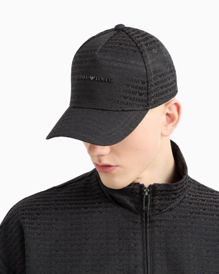 Armani Gorra de béisbol en nailon con inscripción integral de logotipo en tejido jacquard Rebajas de fin de temporada