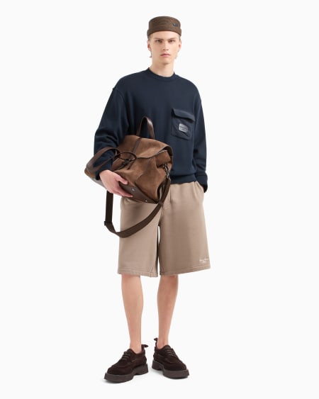 Armani Bermudas de punto de felpa con logotipo bordado Outlet online