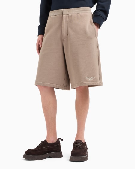 Armani Bermudas de punto de felpa con logotipo bordado Outlet online
