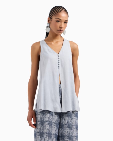 Armani Top con escote de pico de viscosa texturizada Descuento