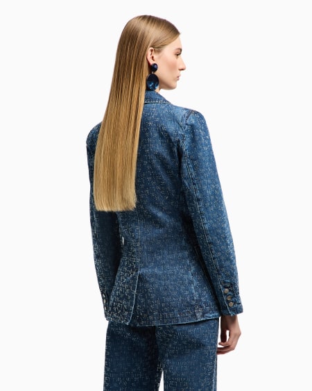 Armani Blazer de denim con aplicación integral de strass Tienda