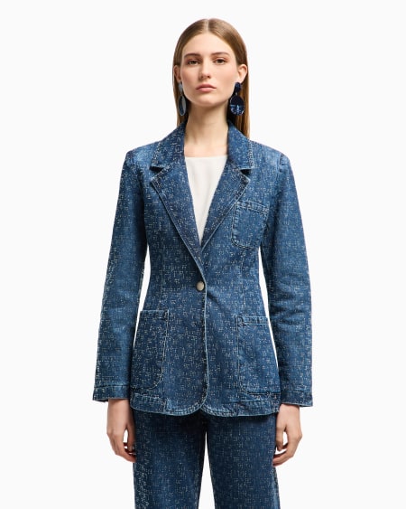 Armani Blazer de denim con aplicación integral de strass Tienda