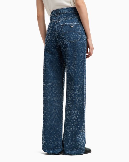 Armani Vaqueros J4G de cintura alta y pernera ancha de denim con aplicación integral de strass Liquidación