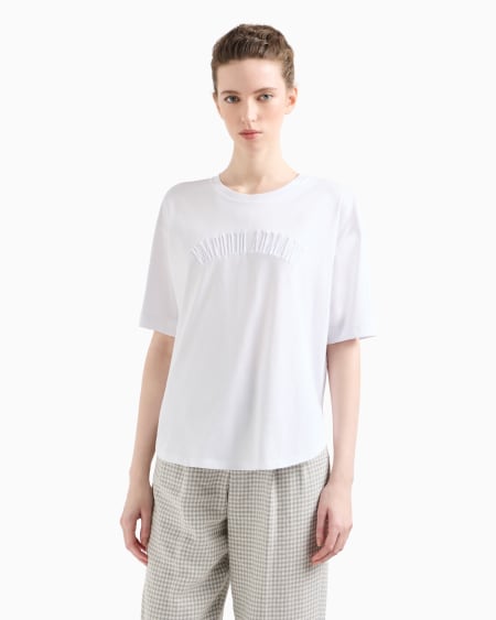 Armani Camiseta de punto supima con logotipo bordado Icon Mejor oferta