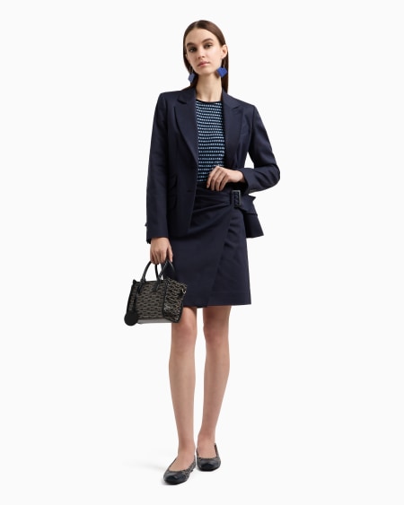 Armani Blazer de abotonadura sencilla de algodón elástico compacto Rebajas top