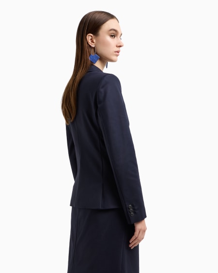 Armani Blazer de abotonadura sencilla de algodón elástico compacto Rebajas top