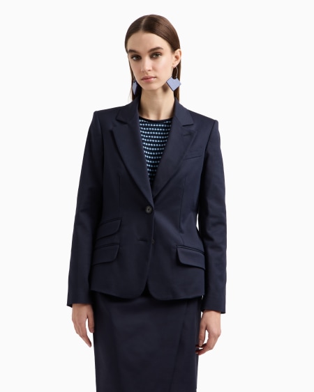 Armani Blazer de abotonadura sencilla de algodón elástico compacto Rebajas top