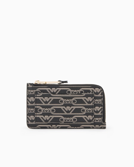 Armani Tarjetero con cremallera perimetral y estampado integral de monograma