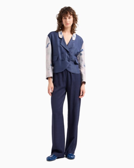 Armani Pantalones de viscosa texturizada con cintura elástica Último día